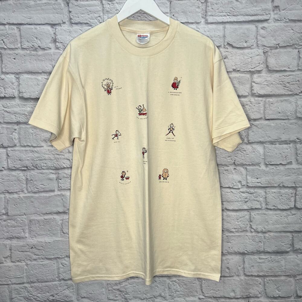 Vintage La Dee Da Michel & Co Christmas Graphic T-Shirt Size L Hanes World